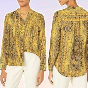 NWT NANETTE Nanette Lepore Snakeskin Button-Down Mandarin Collar Blouse Sz Small